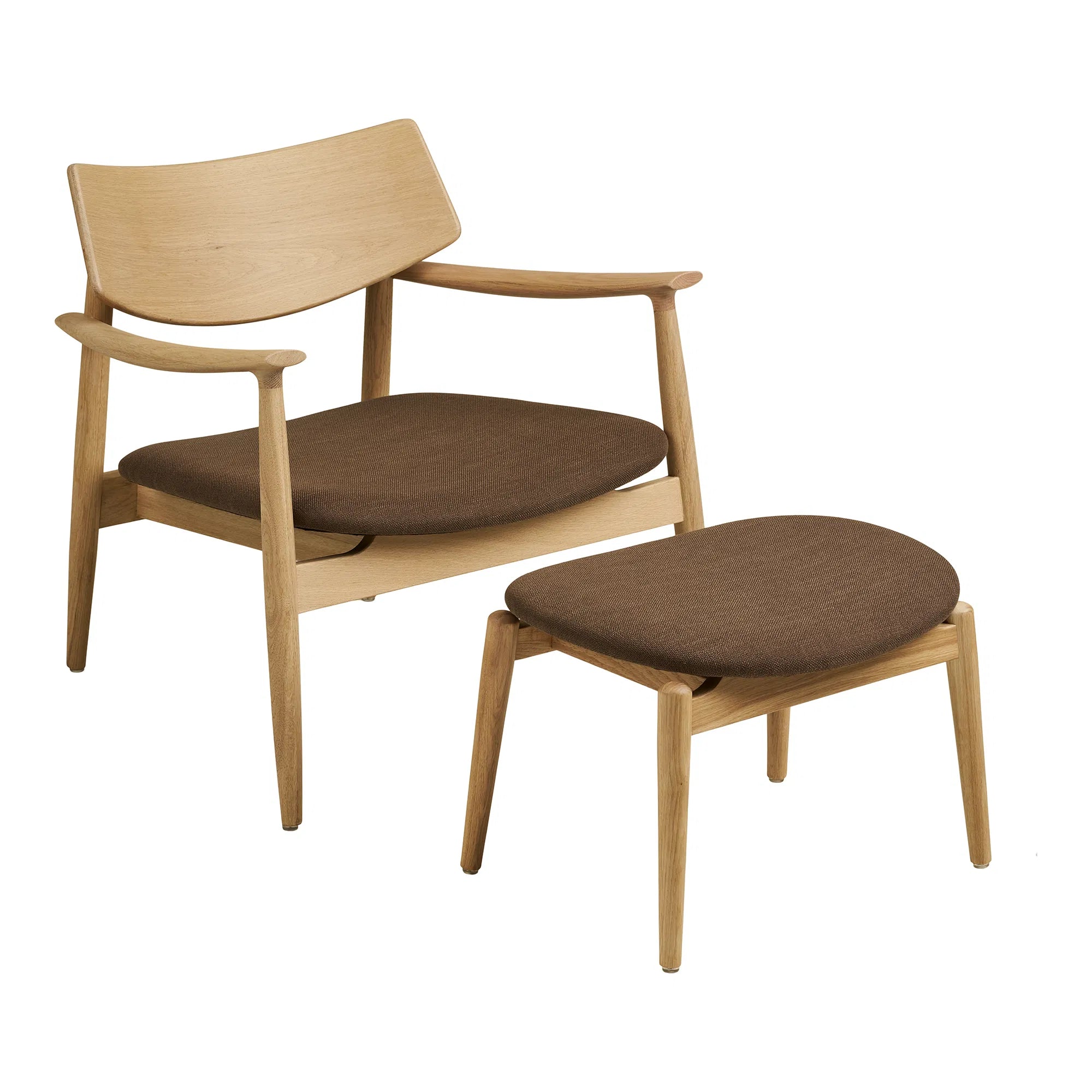 Designer Sessel Agnar Set mit Beistellhocker aus Eiche