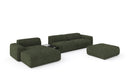 Designer Ecksofa Calm mit Beistellhocker und Beistelltisch in Bouclé