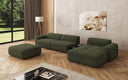 Designer Ecksofa Calm mit Beistellhocker und Beistelltisch in Bouclé