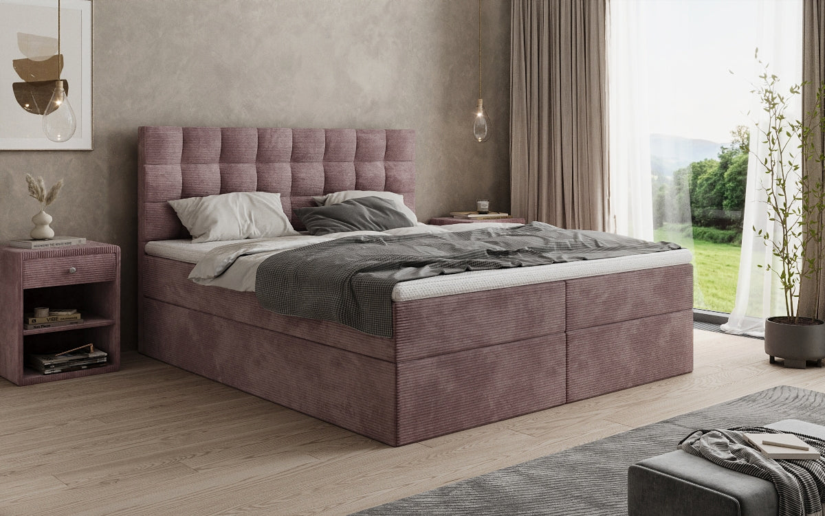 Boxspringbett Como in Cord mit Stauraum