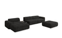 Designer Ecksofa Calm mit Beistellhocker und Beistelltisch in Bouclé
