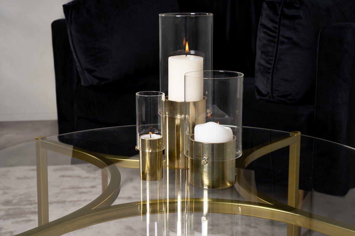 Couchtisch Goldi - mit runder Glasplatte