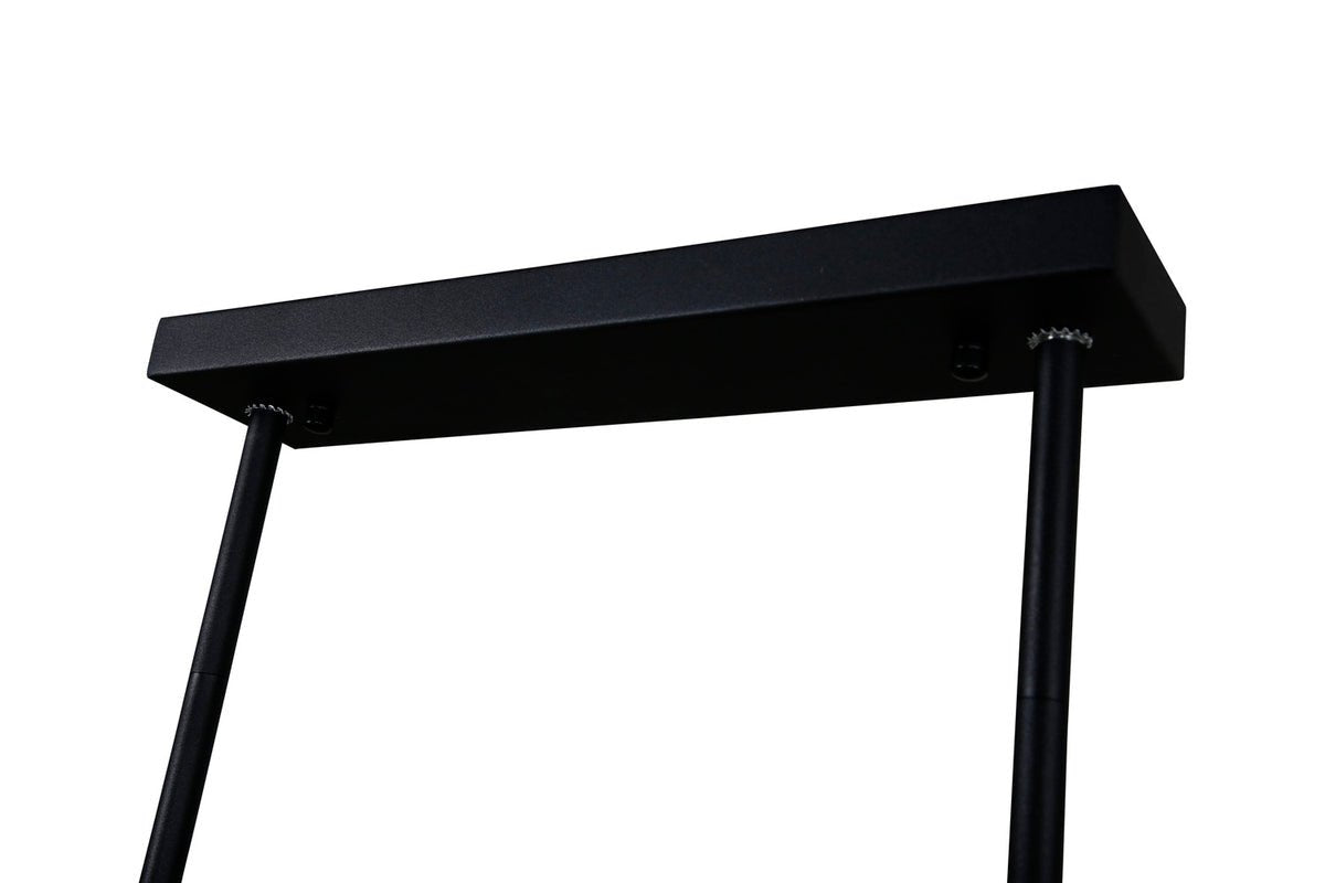 Pendelleuchte „Bwindi" – Rahmen aus schwarzem Stahl mit vier kleinere Lichtquellen