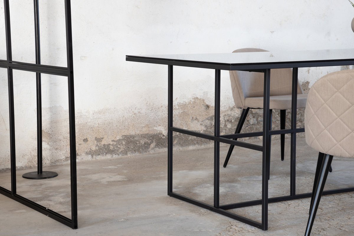 Esstisch Life - rechteckiger Esstisch in Schwarz aus Stahl und Glas