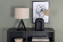 Tischlampe Mavo – Schwarz mit Leinen-Lampenschirm