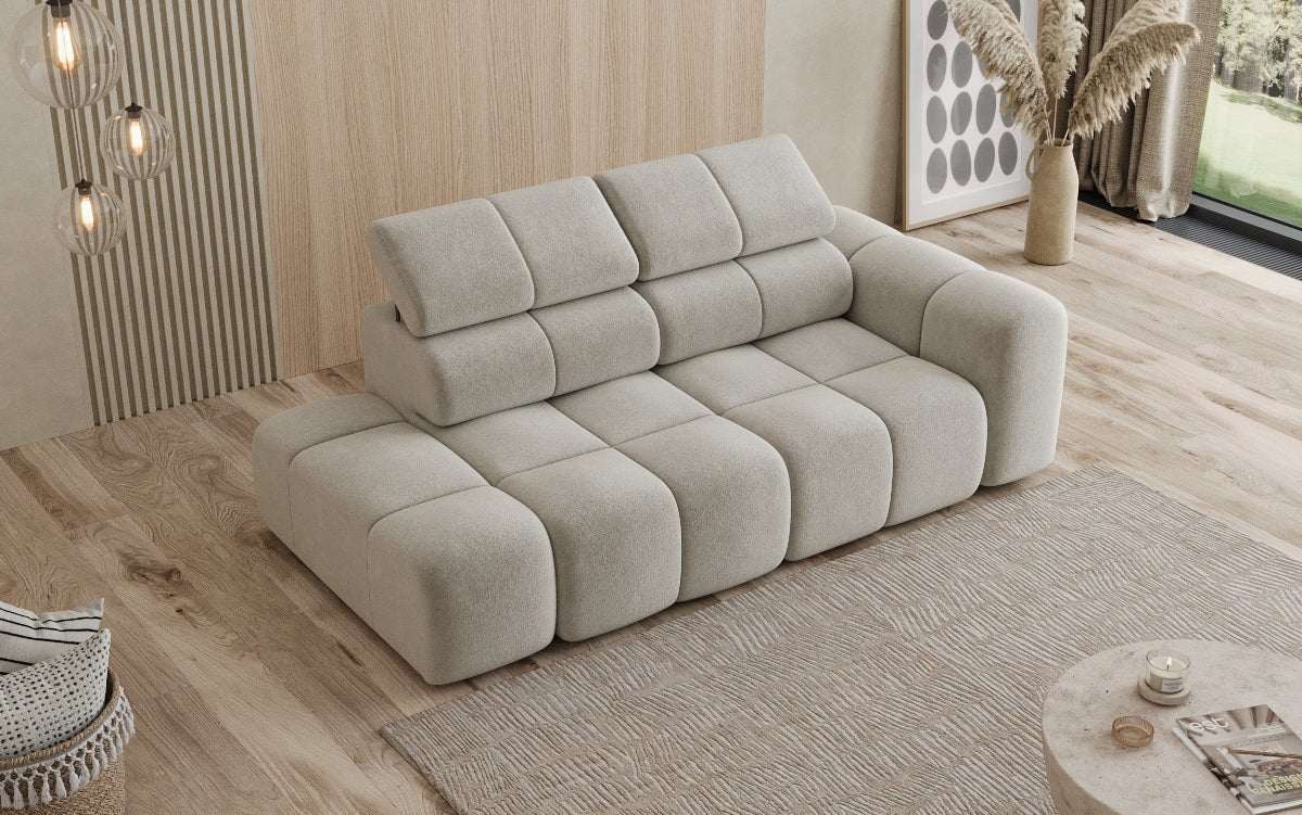 Designer Sofa 3-Sitzer mit Chaise Longue Mia in Chenille