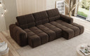 Designer Ecksofa Mia mit elektrischer Sitzerweiterung in Chenille