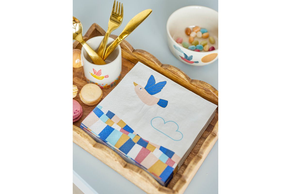 Kinder-Servietten „Birdy“ – Naturfarbenes Papier (20er-Set)