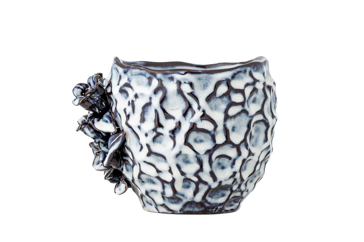 Blumentopf „Florin“ – Blaues Steingut