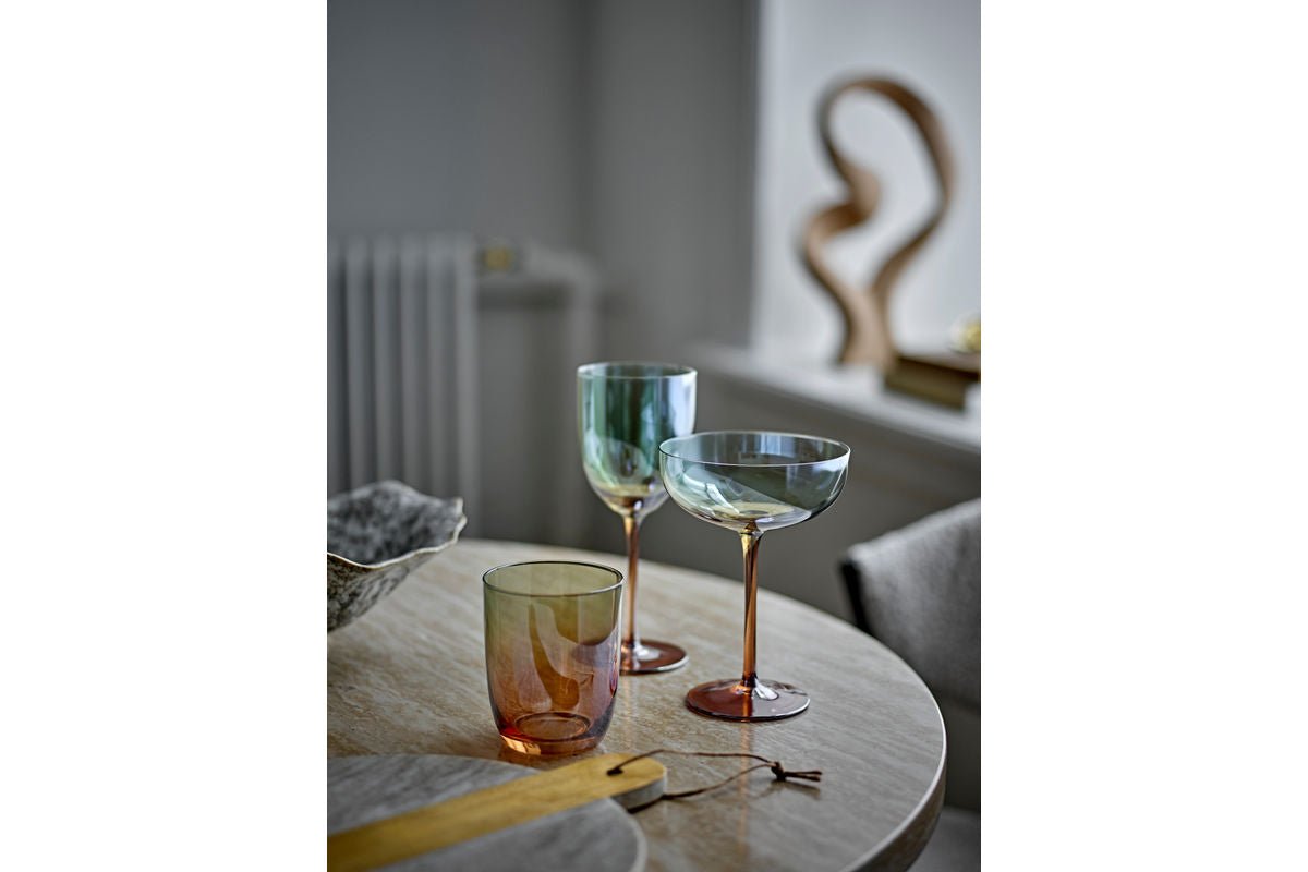 Weingläser Celeste – Glas in Bronze mit Perlmuttrand (4er-Set)