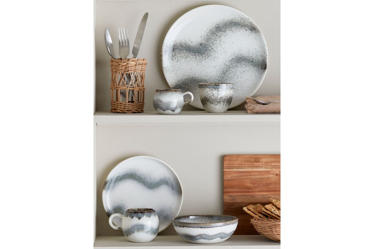 Frühstücksset Liora – Steingut mit strukturierter Glasur (12-teilig)