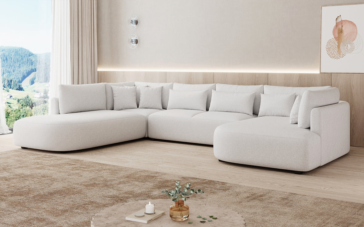 Designer Sofa Ando - Wohnlandschaft in Strukturstoff