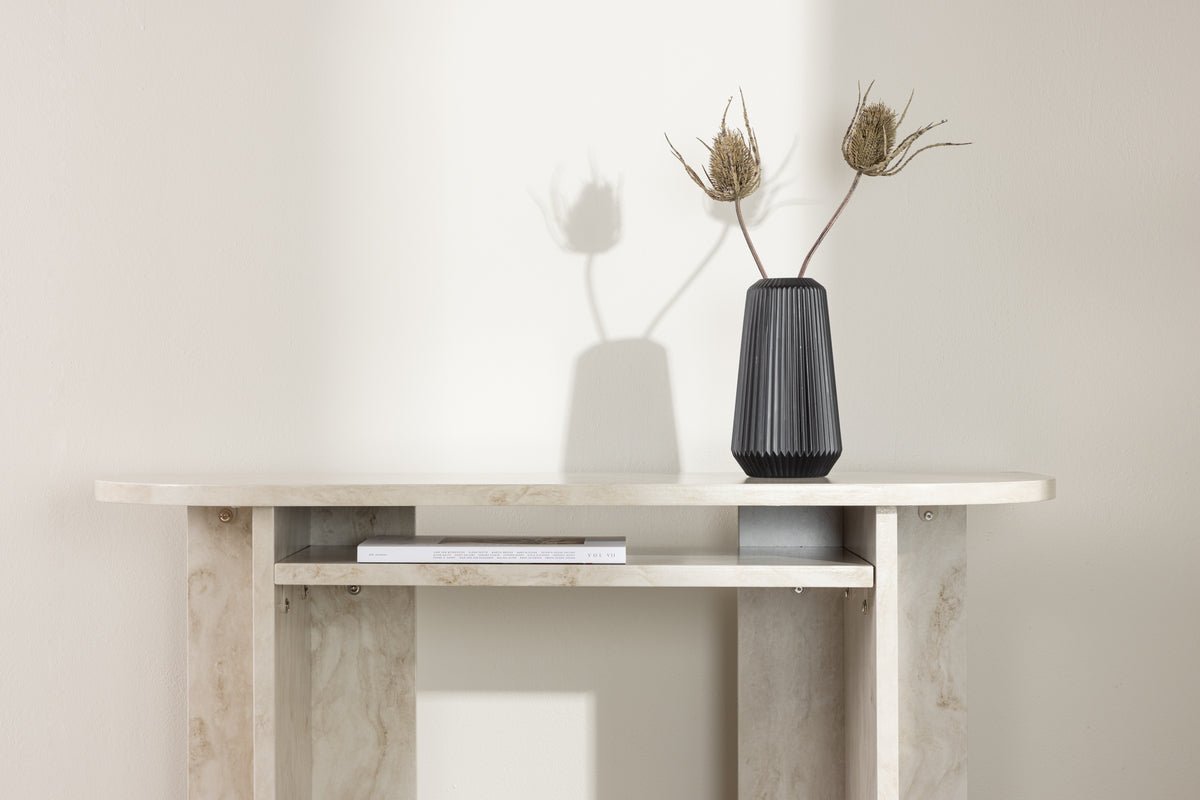 Beistelltisch Linda – in Beige mit Marmoroptik