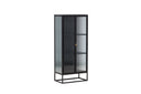 Vitrine Leonie - in Schwarz mit Wellenglas-Optik