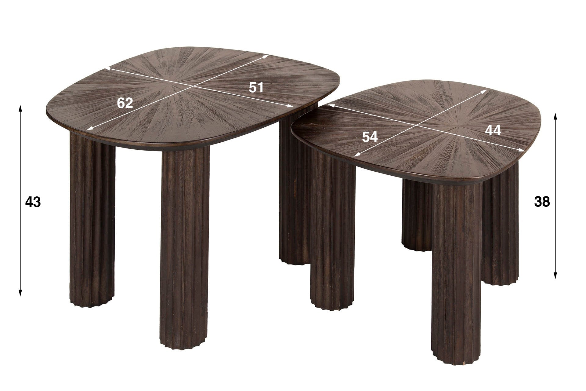 Couchtisch Kivara - 2er Set aus hochwertigem Teakholz im Viereck-Design