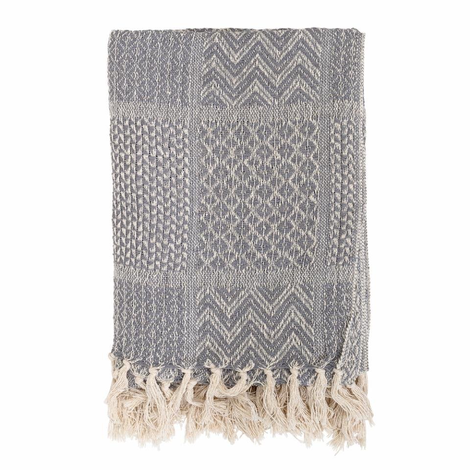 Überwurfdecke Ahora  – Grau, aus recycelter Baumwolle