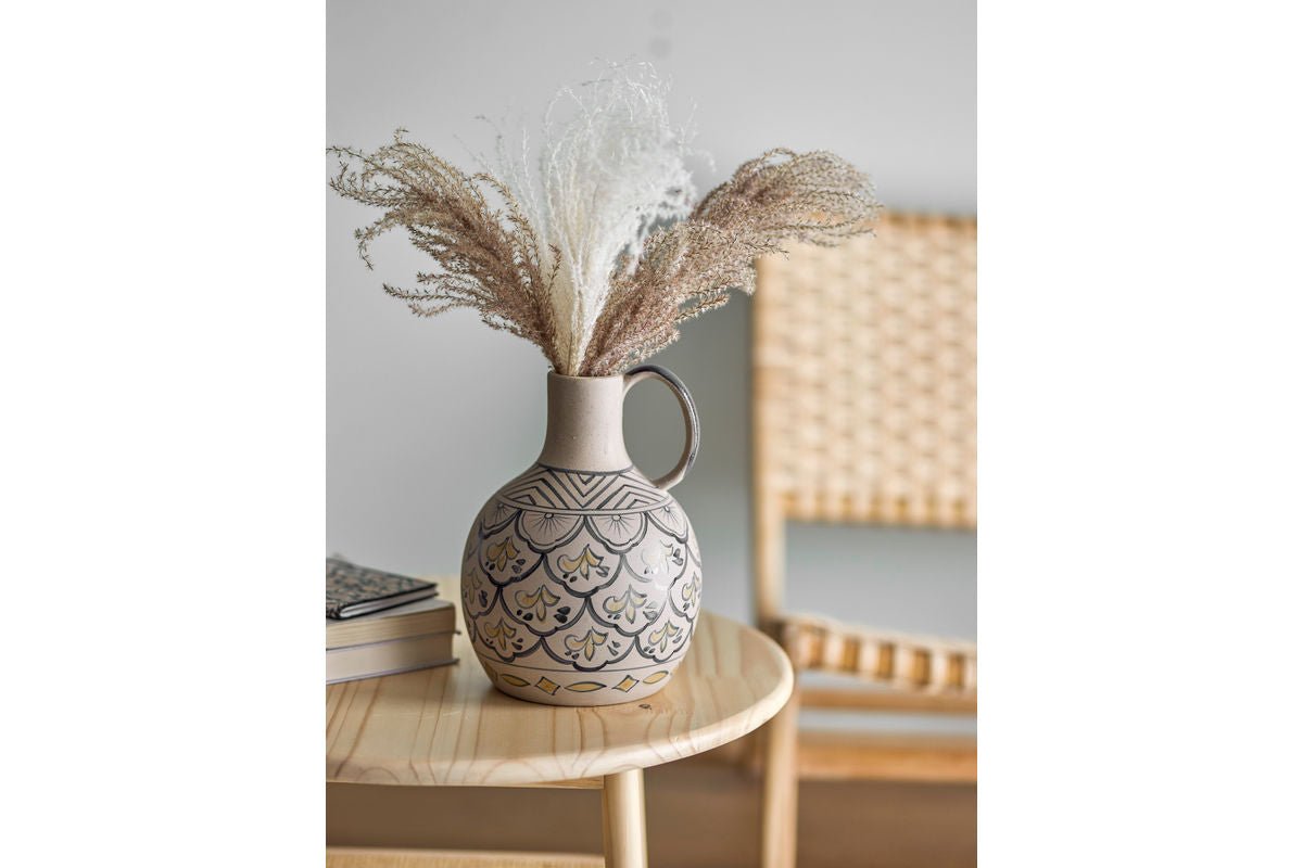 Vase "Filigrane" - blaue Steingut Vase