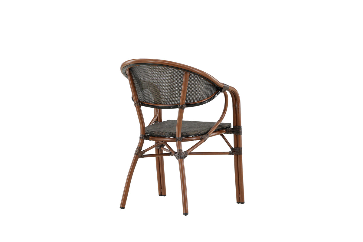 2er Set Gartenstuhl Corvo - ein braun-schwarzer Stuhl aus Aluminium mit Armlehne