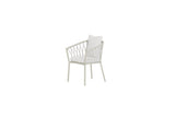 2er Set - Gartenstuhl Elvion mit Stahlgestell und weißen Kissen mit Bouclé-Bezug