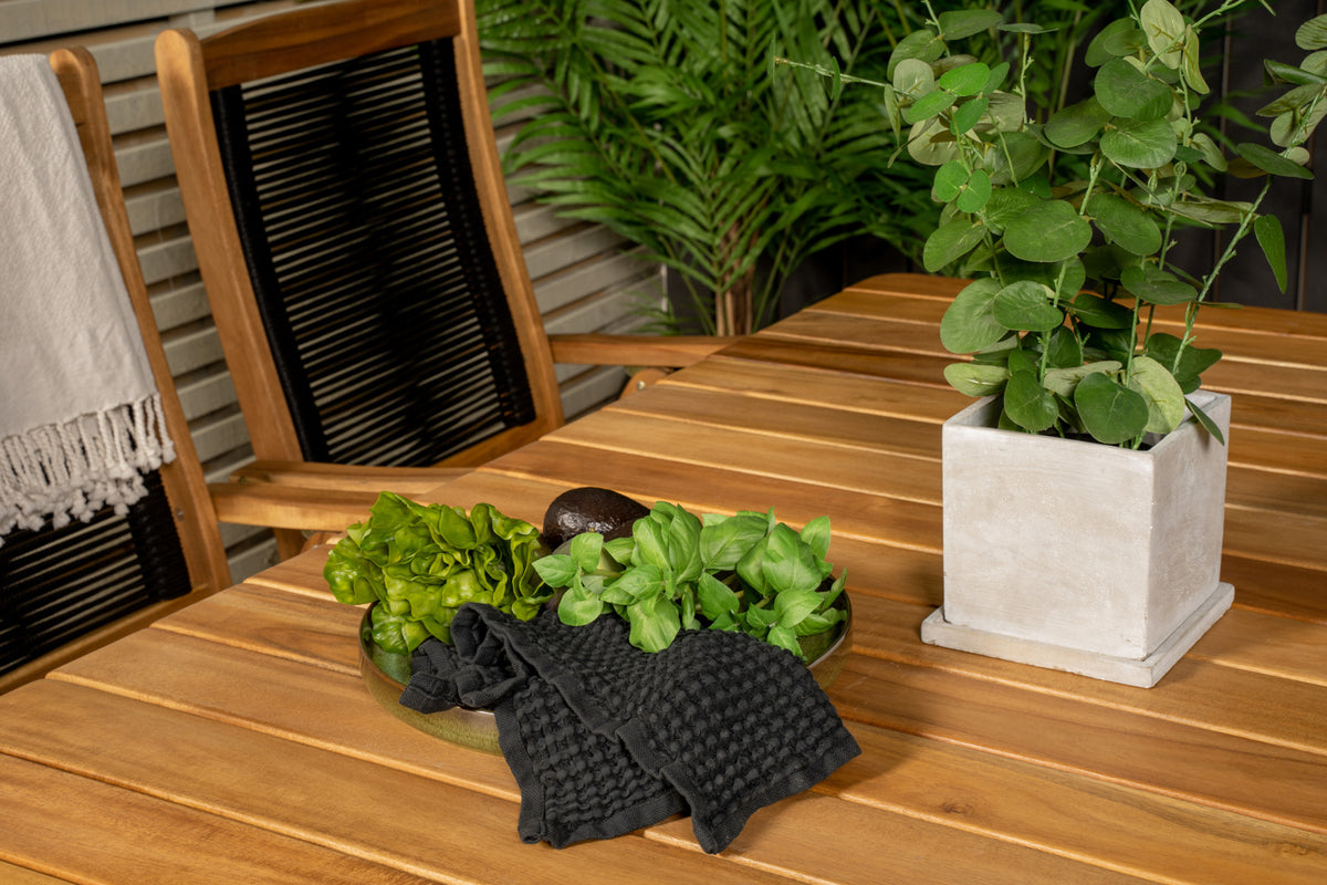 2er-Set Gartenstuhl Noa - Kombination aus Akazienholz und schwarzem Seil