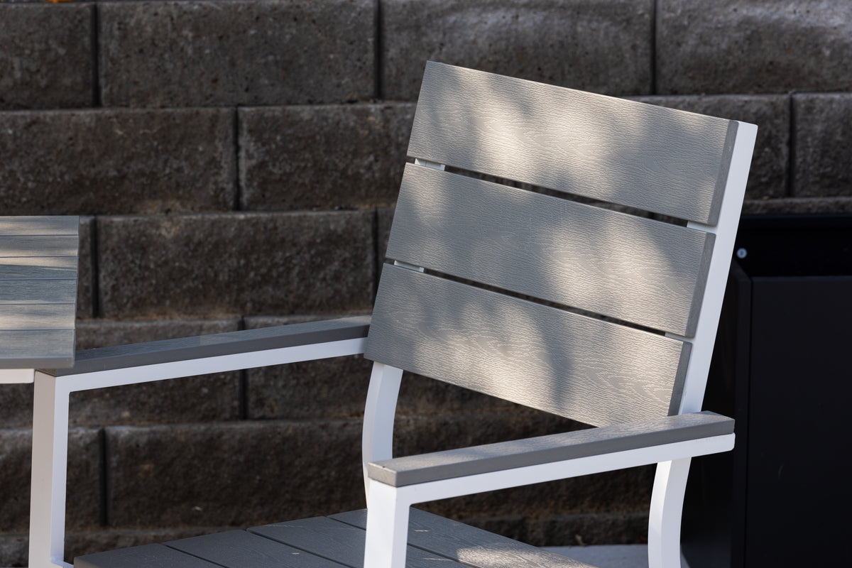 2er Set - Gartenstuhl Vita in Weiß/Grau aus Aluminium und Aintwood-Sitzfläche