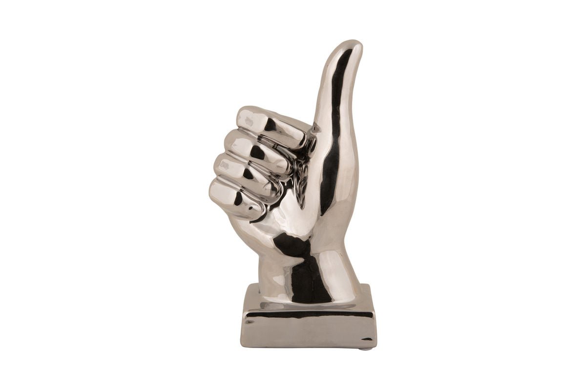 Statue „Thumbs“ – Keramikfigur mit glänzender Oberfläche