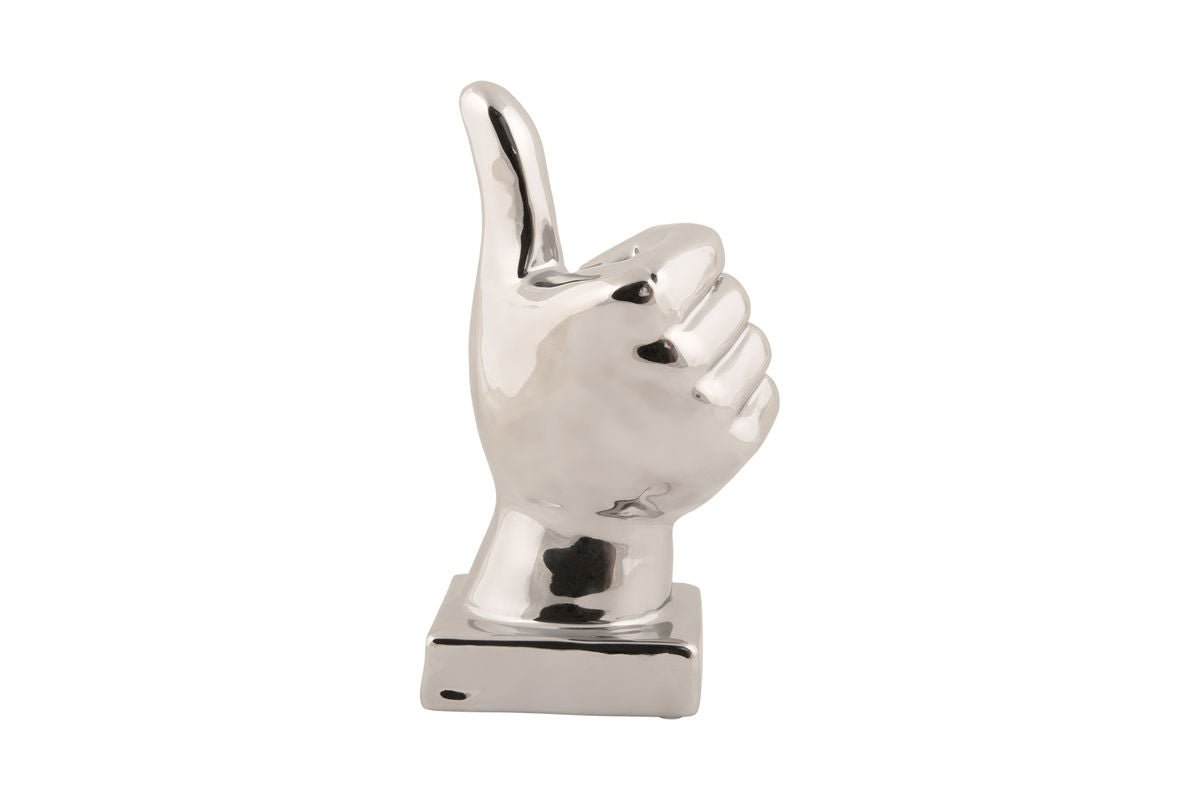 Statue „Thumbs“ – Keramikfigur mit glänzender Oberfläche