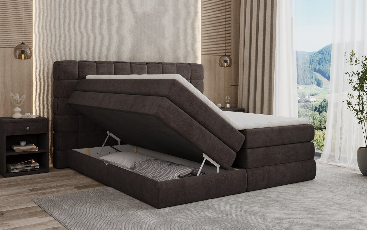 Boxspringbett Trama mit Stauraum in Samt