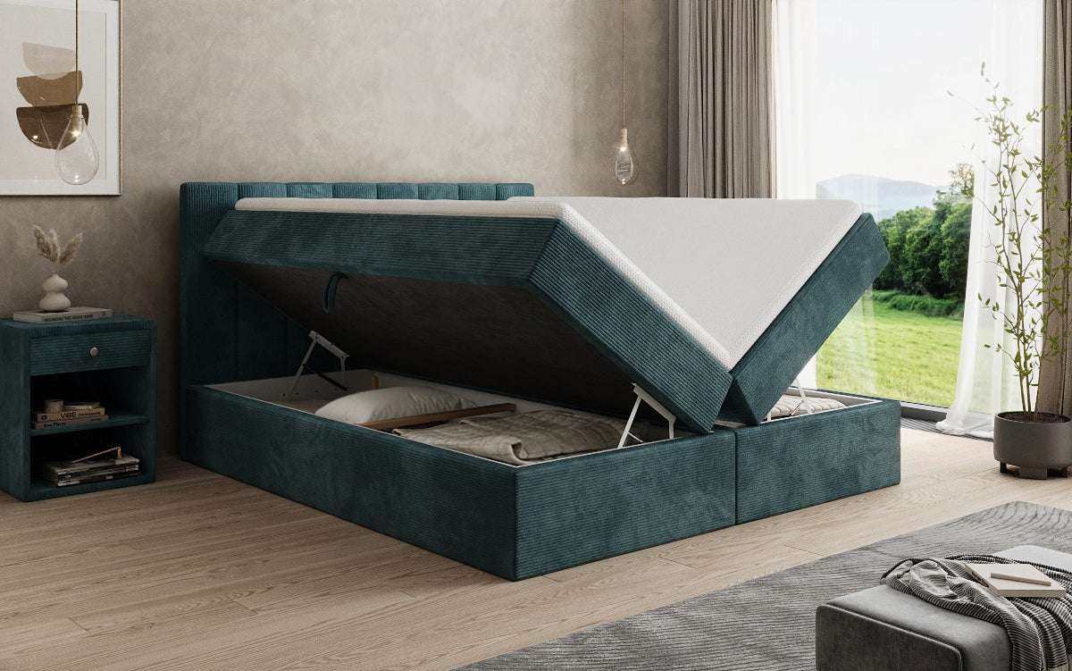 Boxspringbett Sofia in Cord mit Stauraum