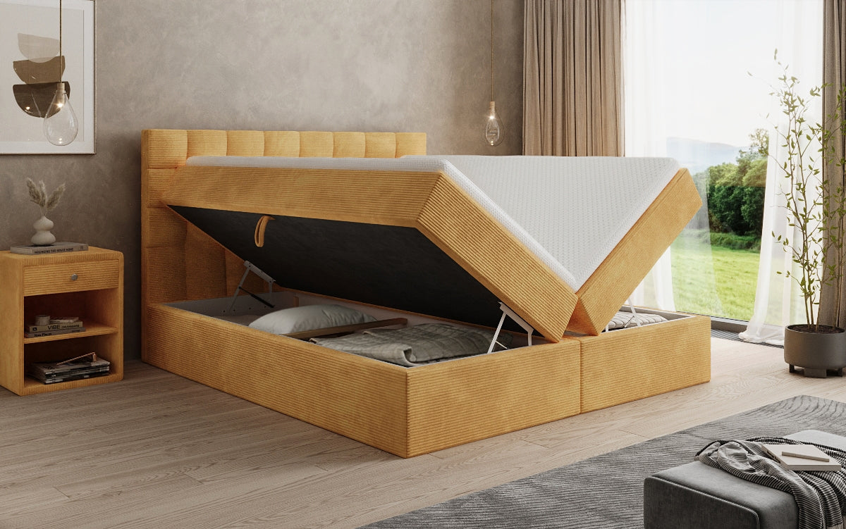 Boxspringbett Como in Cord mit Stauraum