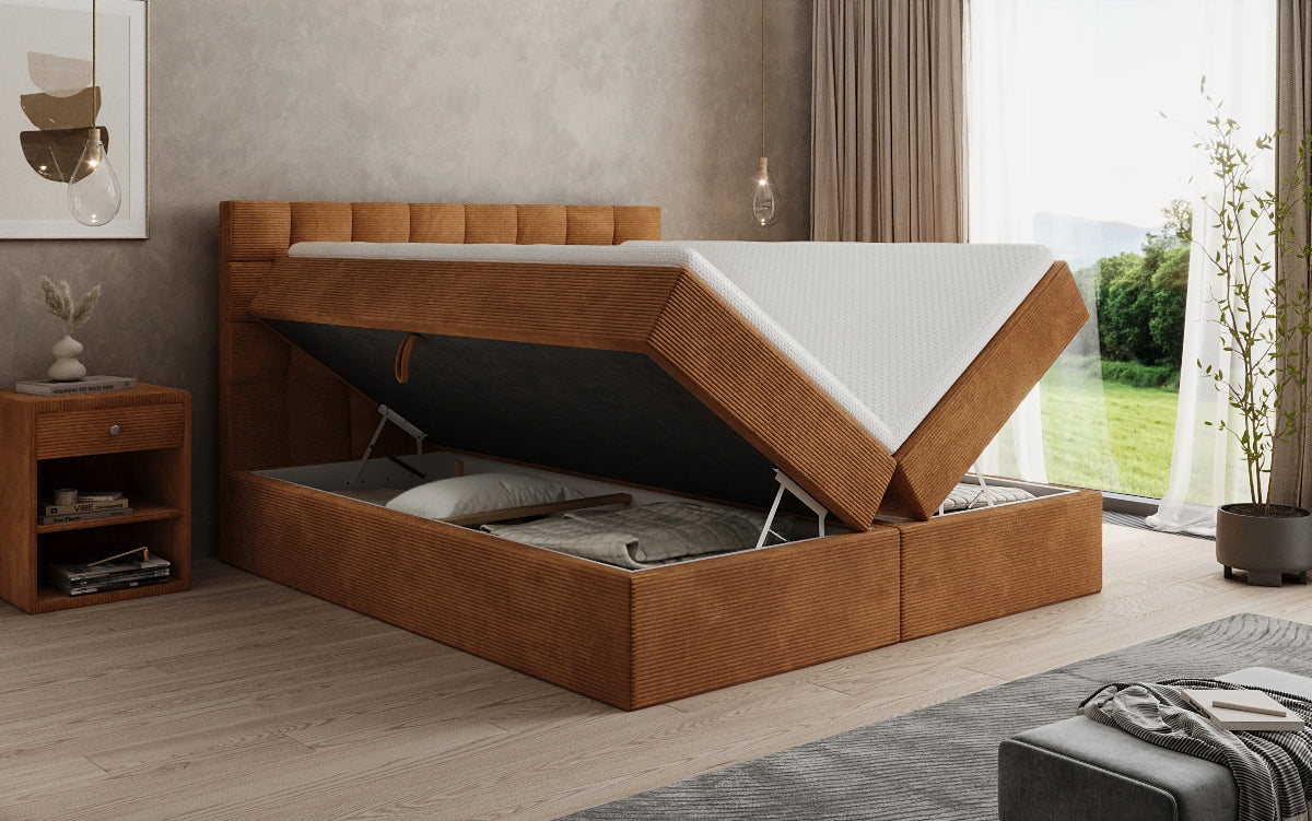 Boxspringbett Como in Cord mit Stauraum