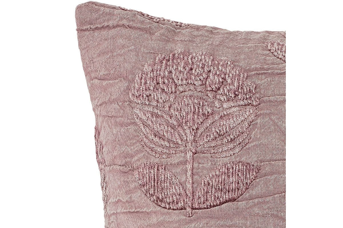 Zierkissen Brea – Baumwollkissen in Violett mit Stickerei