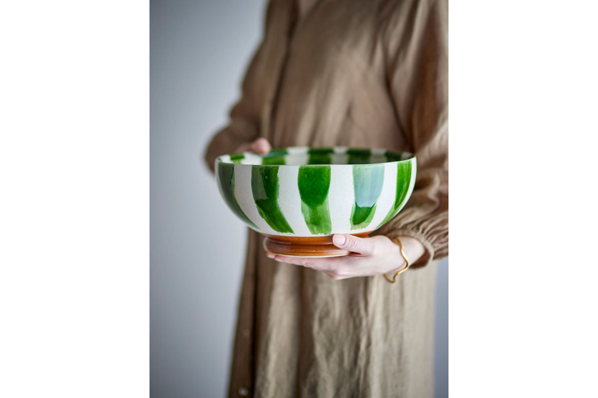 Schale Amara – handbemaltes Steingut mit Streifenmuster