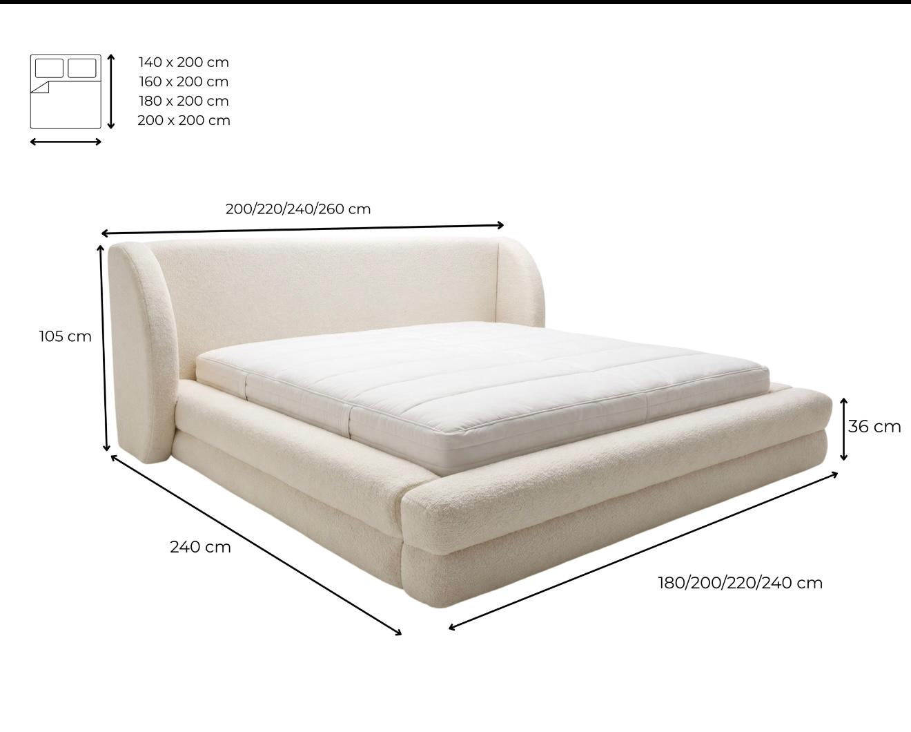 Designer Polsterbett Liv in Strukturstoff mit Stauraum