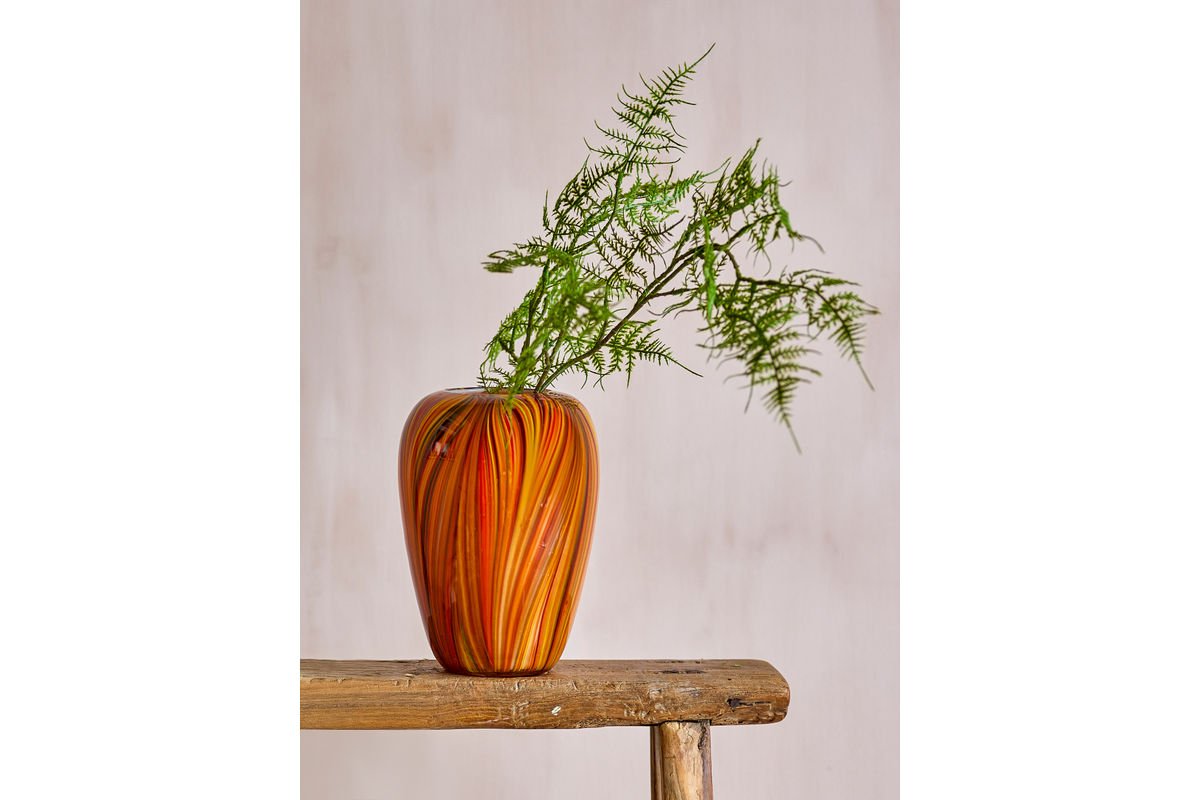 Vase „Orange Sun“ – Streifendesign aus Glas