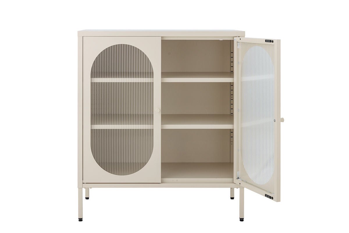 Kommode Savona – Geriffeltes Glas in sanftem Sandton