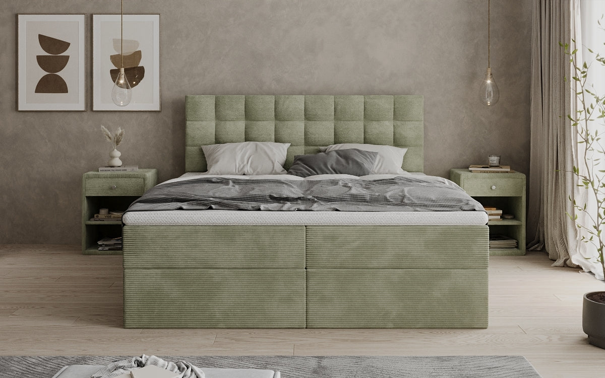 Boxspringbett Como in Cord mit Stauraum