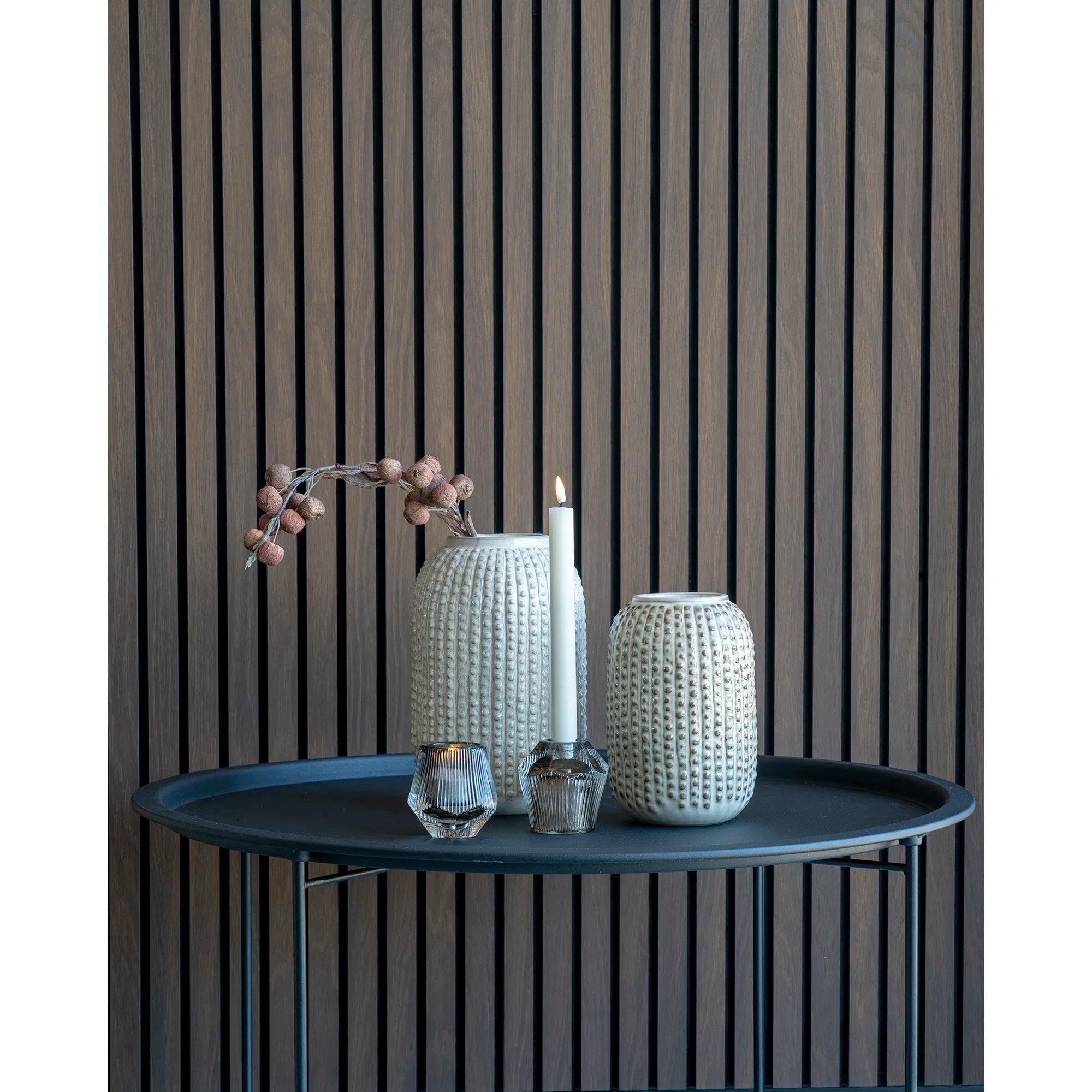 Vase „Arthea“ – Keramik in Beige mit Struktur