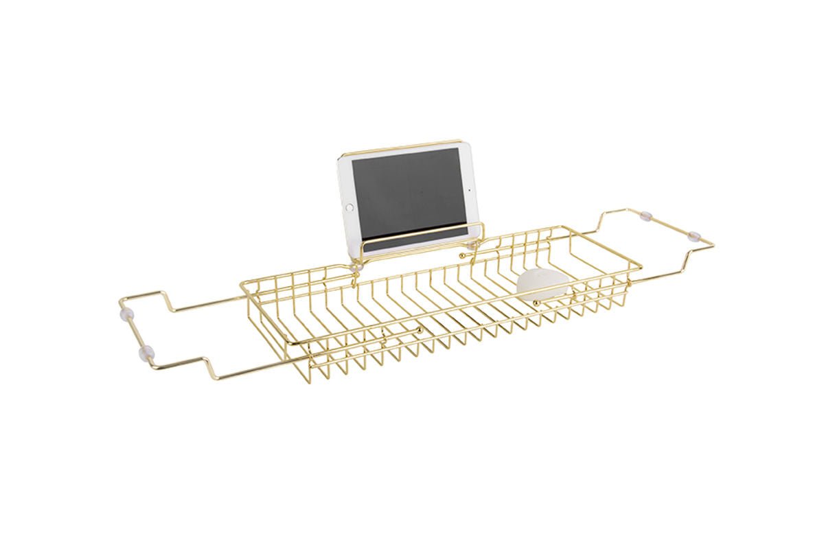 Badewannenablage Elara – Verstellbares Design aus goldfarbenem Eisen