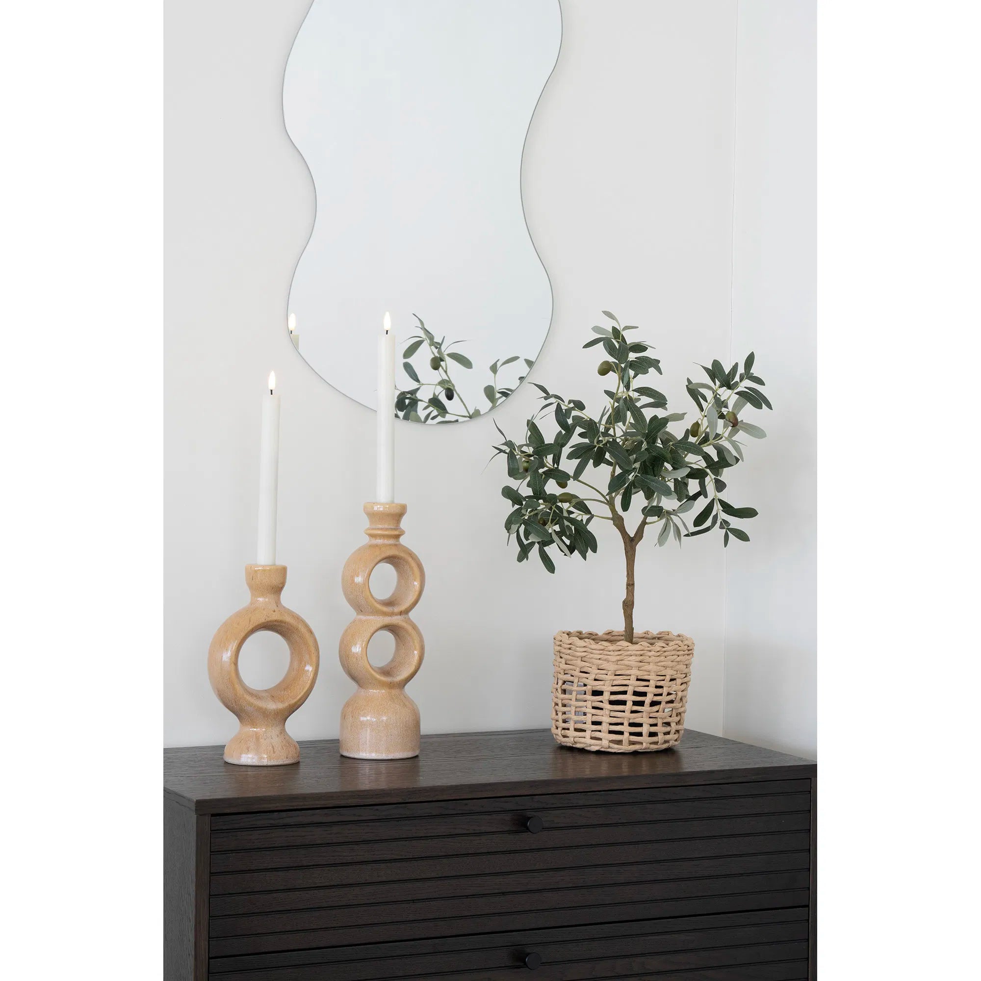 Kerzenhalter-Set „Anello Duo“ – Keramik in Braun
