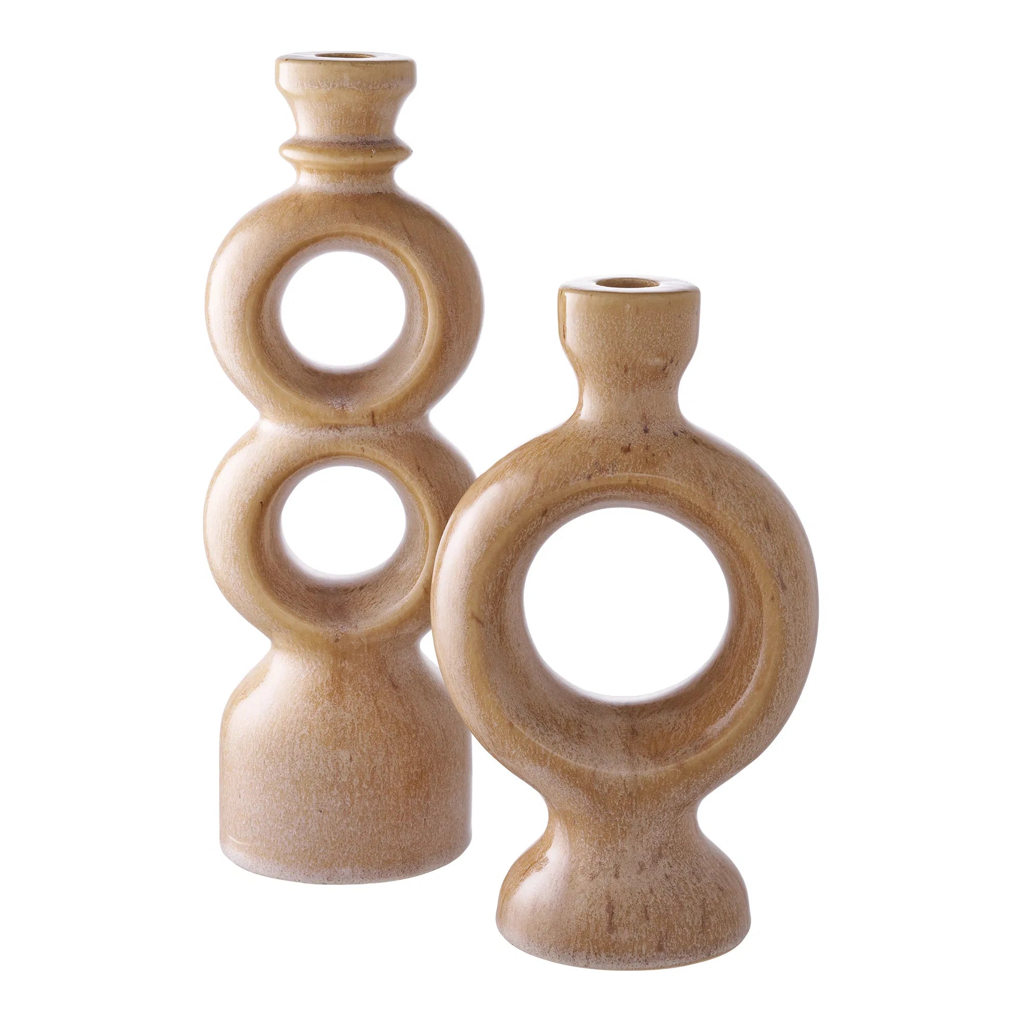 Kerzenhalter-Set „Anello Duo“ – Keramik in Braun