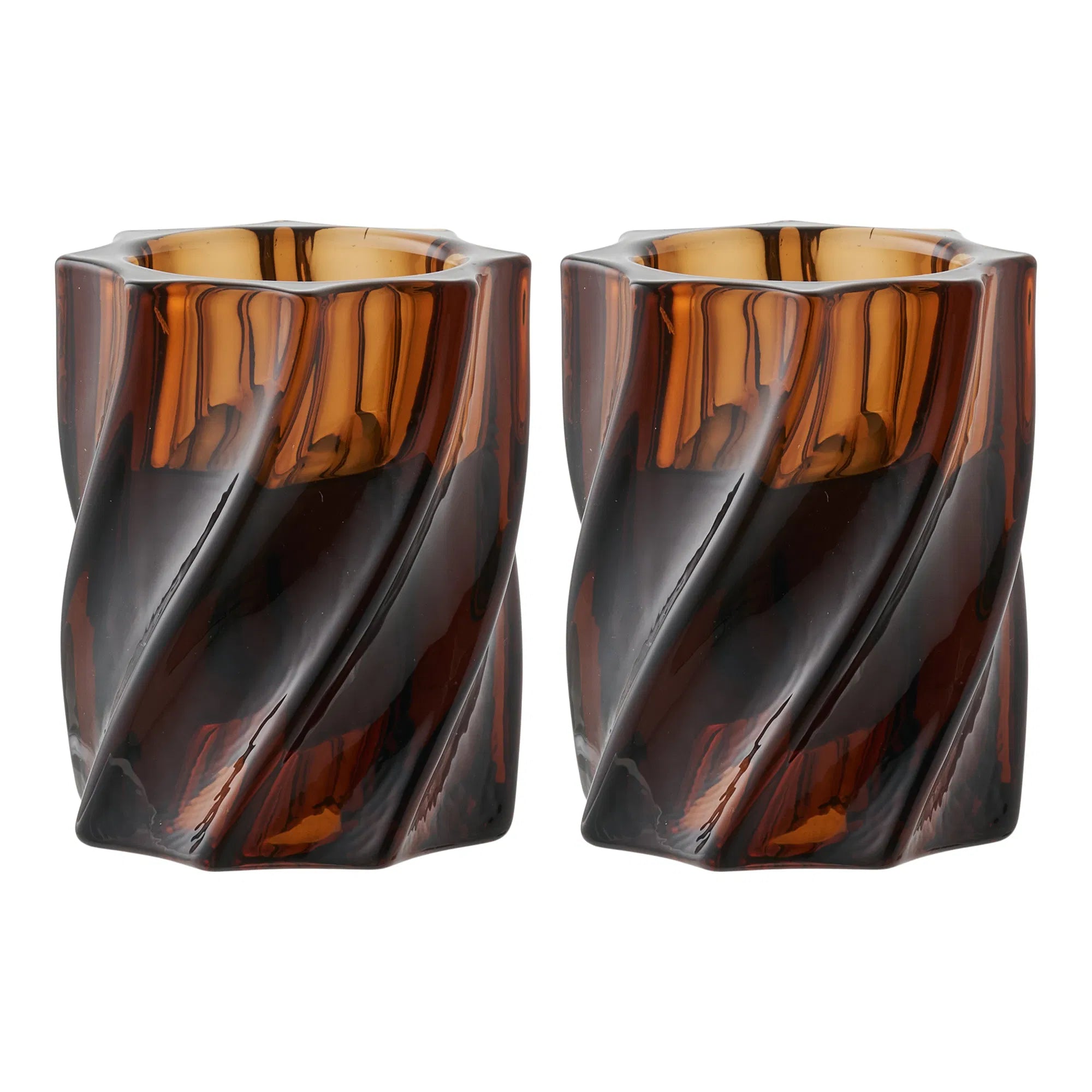 Kerzenhalter-Set „Smokaro“ – Glas in Rauchbraun (2er-Set)