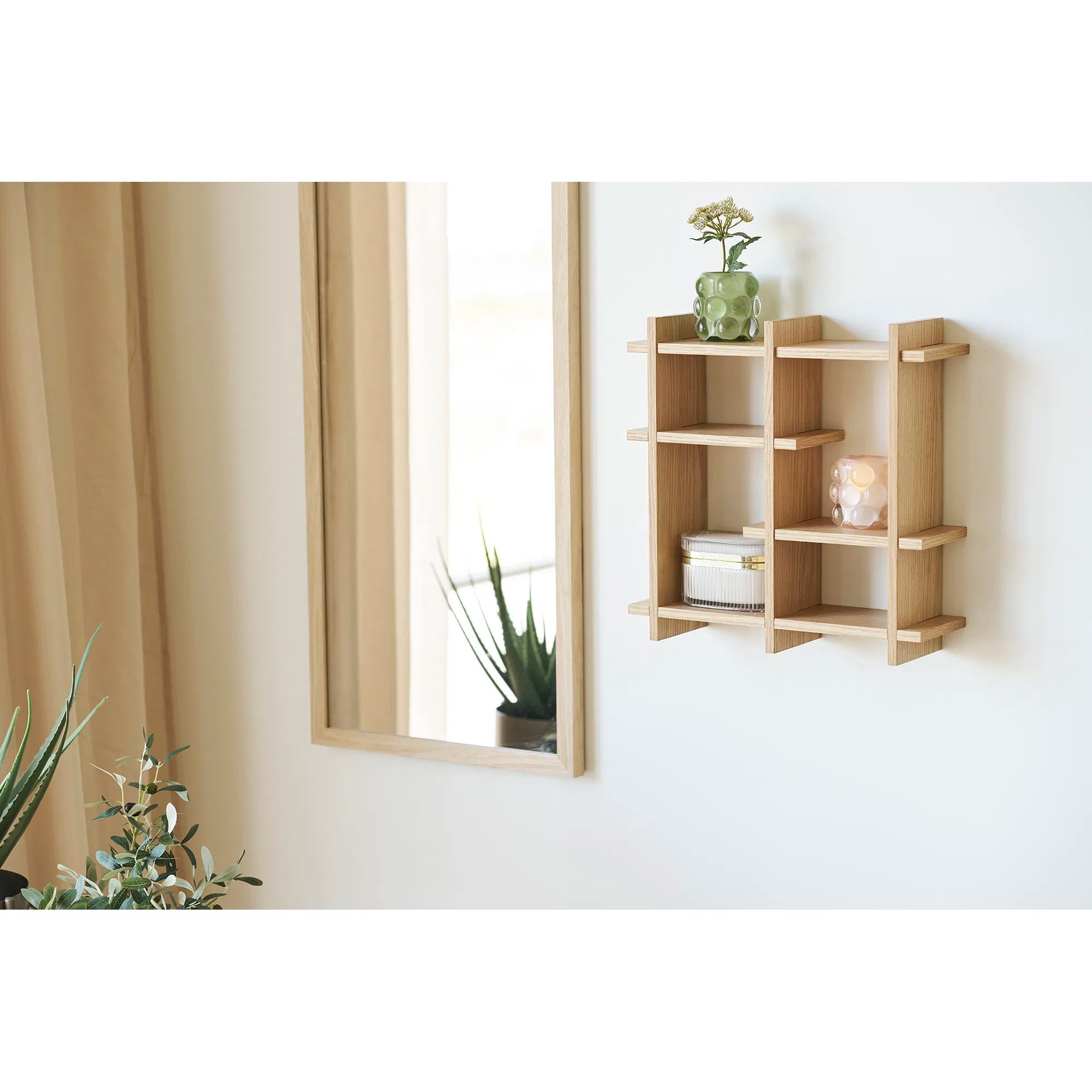 Kerzenhalter-Set „Bolla Duo“ – Glas in Beige & Grün (2er-Set)