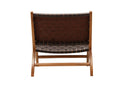 Designer Lounge Sessel Tevari – Geflecht aus Teak & Lederoptik Braun