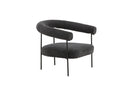 Designer Loungesessel Haga – Anthrazit, Bouclé mit Stahlgestell