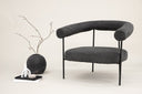 Designer Loungesessel Haga – Anthrazit, Bouclé mit Stahlgestell