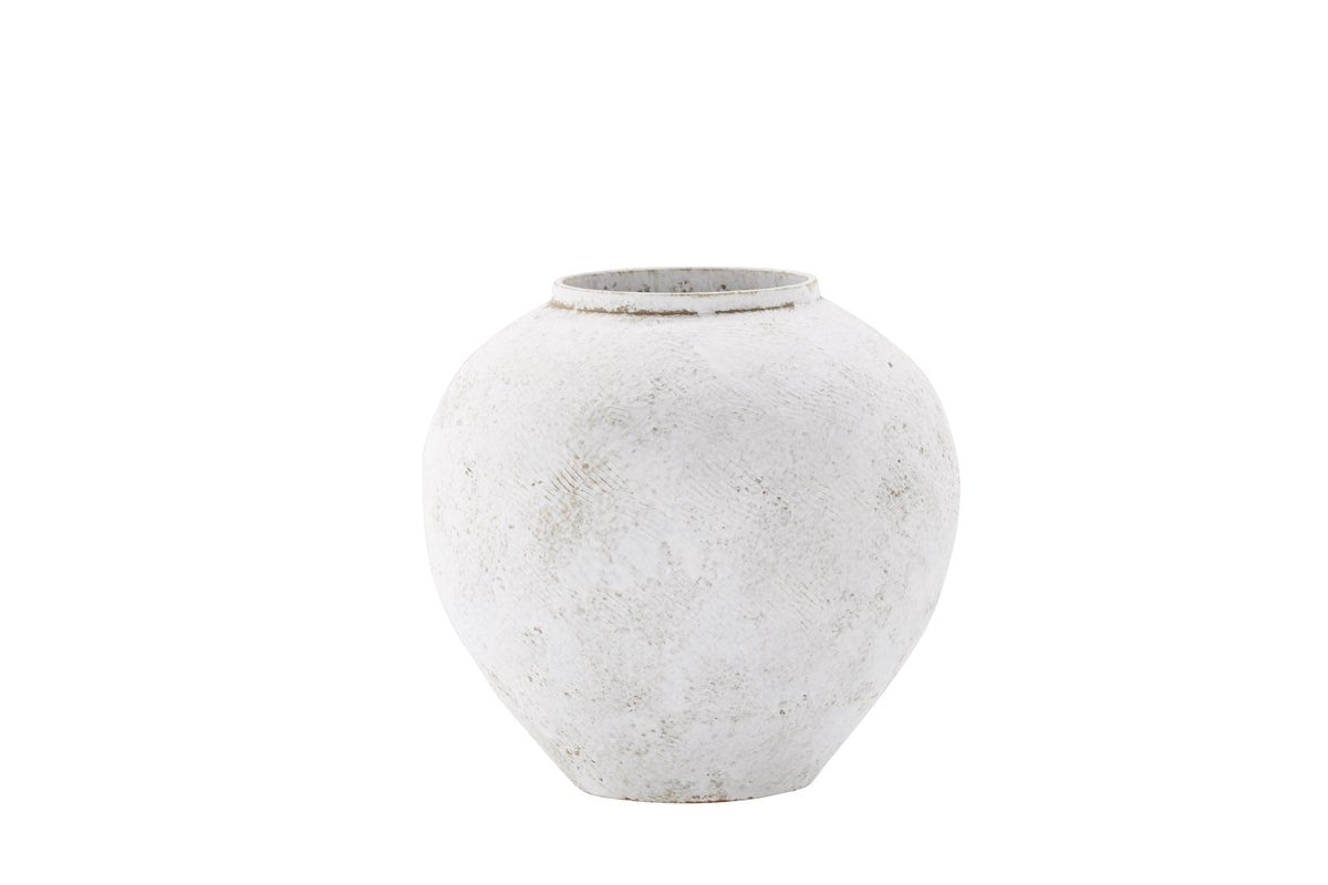 Vase „Sferra“ Ø 25 cm – Beige mit Struktur