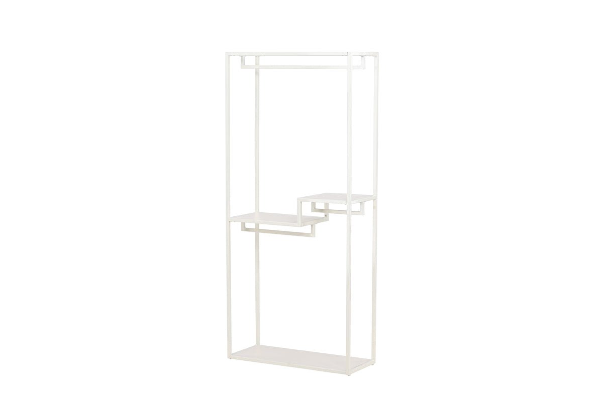 Garderobe Narell – Offenes Kleiderregal in Beige mit Ablagen