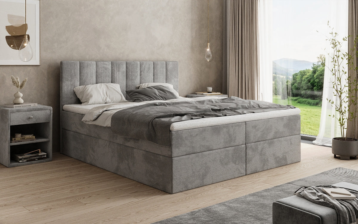 Boxspringbett Sofia in Cord mit Stauraum