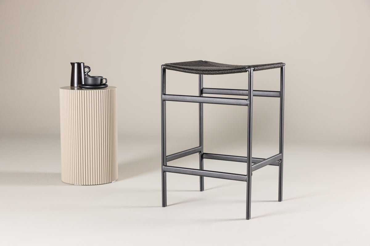 2er Set - Barhocker Simon eine Kombination aus Stahl und Seilgeflecht